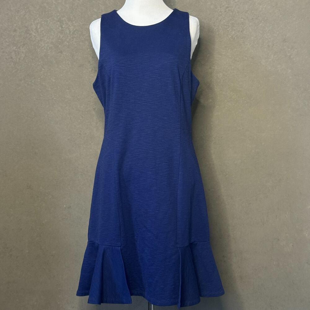 Banana Republic Navy Sleeveless Shift Dress Size 10 Ruffle Hem